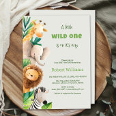 サファリの動物の水の色の赤ちゃんシャワーの招待 招待状