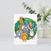 サファリの動物の漫画 ポストカード (スタンド正面)