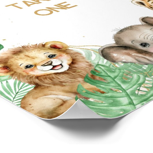 サファリの動物の熱帯緑の赤ちゃんシャワーのお気に入り ポスター (角)