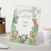 サファリの動物の熱帯緑の赤ちゃんシャワーのお気に入り 台座サイン (インサイチュ)