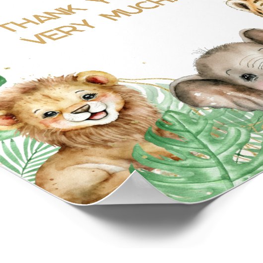 サファリの動物の熱帯緑の赤ちゃんシャワーの贈り物 ポスター (角)