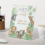 サファリの動物の熱帯緑の赤ちゃんシャワーの贈り物 台座サイン (インサイチュ)