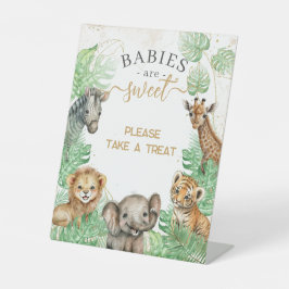 サファリの動物の熱帯緑の赤ちゃんシャワートリート 台座サイン