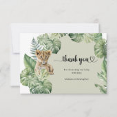 サファリの動物の熱帯緑の赤ちゃんシャワー サンキューカード (正面)