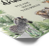 サファリの動物の熱帯緑の飲み物のテーブルの看板 ポスター (角)