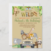 サファリの動物の男の子の誕生日招待状、任意の年齢。 招待状 (正面)