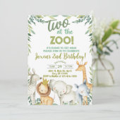 サファリの動物の男の子の2歳の誕生日招待状 招待状 (スタンド正面)