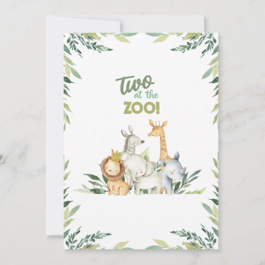 サファリの動物の男の子2歳の誕生日の招待。 招待状 (裏面)