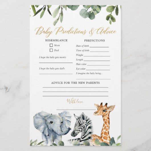 サファリの動物の緑のベビー予測アドバイス (正面)