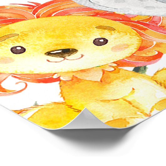 サファリの動物の緑の赤ちゃんシャワー歓迎サイン ポスター (角)