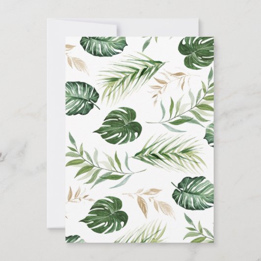 サファリの動物の葉の赤ちゃんシャワー 招待状 (裏面)