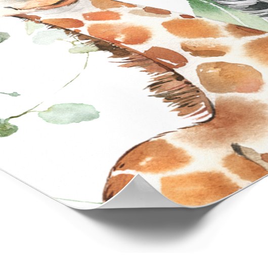 サファリの動物の葉ベビーシャワーへようこそ ポスター (角)