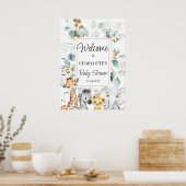 サファリの動物の葉ベビーシャワーへようこそ ポスター (キッチン)