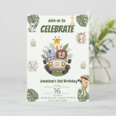 サファリの動物の誕生日パーティーへの招待 招待状 (スタンド正面)