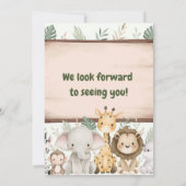 サファリの動物の誕生日パーティーへの招待 招待状 (裏面)