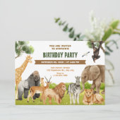 サファリの動物の誕生日 招待状 (スタンド正面)