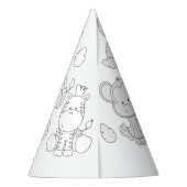 サファリの動物の誕生日 – 自分のパーティー帽子を色で表示 パーティーハット (裏面)