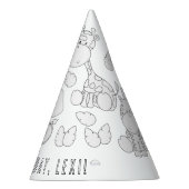 サファリの動物の誕生日 – 自分のパーティー帽子を色で表示 パーティーハット (右)