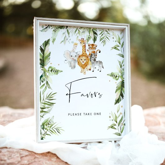 サファリの動物の赤ちゃんシャワーの好意 ポスター