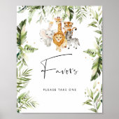 サファリの動物の赤ちゃんシャワーの好意 ポスター (正面)