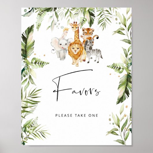サファリの動物の赤ちゃんシャワーの好意 ポスター (正面)