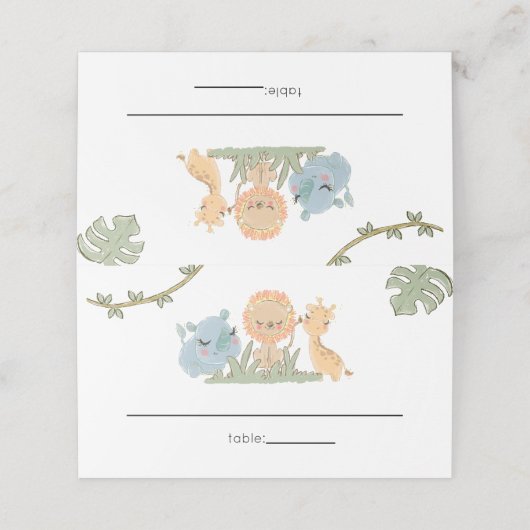 サファリの動物の赤ちゃんシャワーの途中でワイルドワン プレイスカード (外部開封)