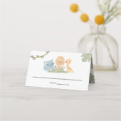 サファリの動物の赤ちゃんシャワーの途中でワイルドワン プレイスカード (正面)