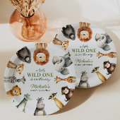 サファリの動物の赤ちゃんシャワーの途中でワイルドワン ペーパープレート