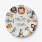 サファリの動物の赤ちゃんシャワーの途中でワイルドワン ペーパープレート (正面)