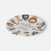 サファリの動物の赤ちゃんシャワーの途中でワイルドワン ペーパープレート (アングル)