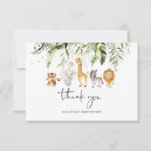 サファリの動物の赤ちゃんシャワーサンキューカード カード (正面)