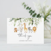 サファリの動物の赤ちゃんシャワーサンキューカード カード (スタンド正面)