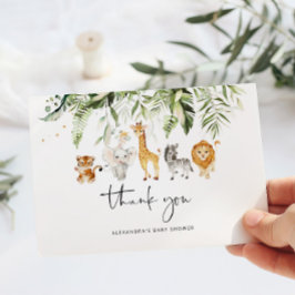 サファリの動物の赤ちゃんシャワーサンキューカード カード