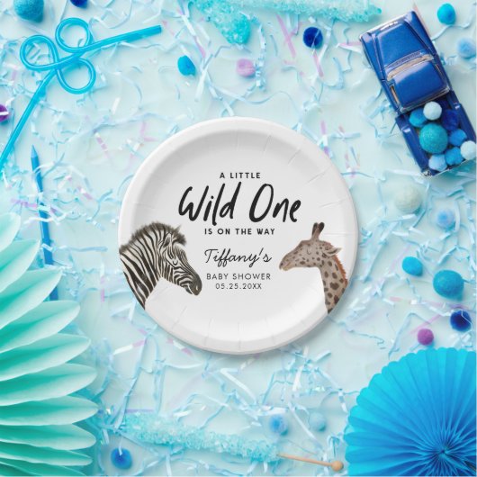 サファリの動物の赤ちゃんシャワー男女兼用 ペーパープレート (パーティー)