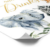 サファリの動物の赤ちゃんシャワー食品とドリンクの看板 ポスター (角)