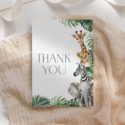 サファリの動物の赤ちゃんシャワー サンキューカード