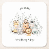 サファリの動物の赤ちゃんシャワー スクエアペーパーコースター (正面)