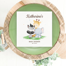 サファリの動物の赤ちゃんシャワー スタンダードカクテルナプキン