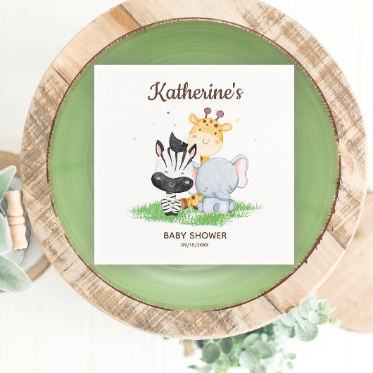 サファリの動物の赤ちゃんシャワー スタンダードカクテルナプキン