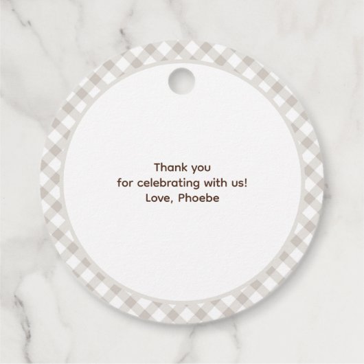 サファリの動物の赤ちゃんシャワー フェイバータグ (裏面)