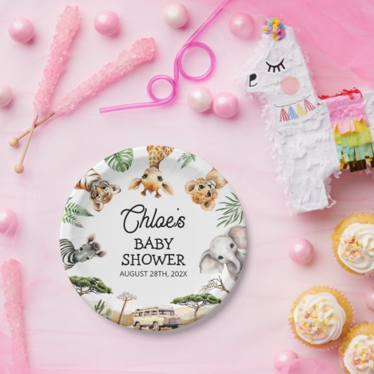 サファリの動物の赤ちゃんシャワー ペーパープレート (パーティー)