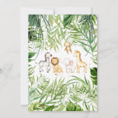 サファリの動物の赤ちゃんシャワー 招待状 (裏面)