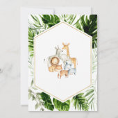 サファリの動物の赤ちゃんシャワー 招待状 (裏面)