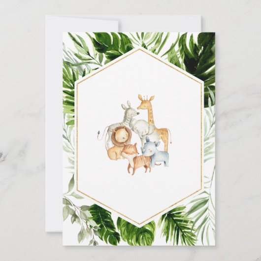 サファリの動物の赤ちゃんシャワー 招待状 (裏面)