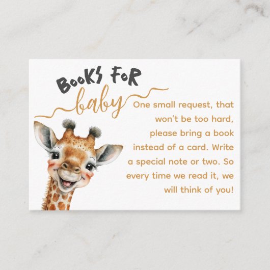 サファリの動物の野生モダンの1赤ちゃんシャワーブック エンクロージャーカード (正面)