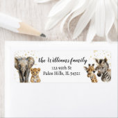 サファリの動物の金ゴールドの赤ちゃんシャワー住所 シール (インサイチュ)