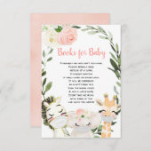 サファリの動物は本を読むと女の子のベビーシャワーが欲しい エンクロージャーカード (正面/裏面)