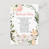 サファリの動物は本を読むと女の子のベビーシャワーが欲しい エンクロージャーカード (正面)