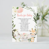 サファリの動物は本を読むと女の子のベビーシャワーが欲しい エンクロージャーカード (スタンド正面)