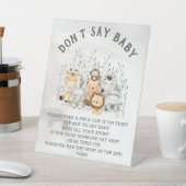 サファリの動物は赤ちゃんシャワーゲームを言わない 台座サイン (インサイチュ)